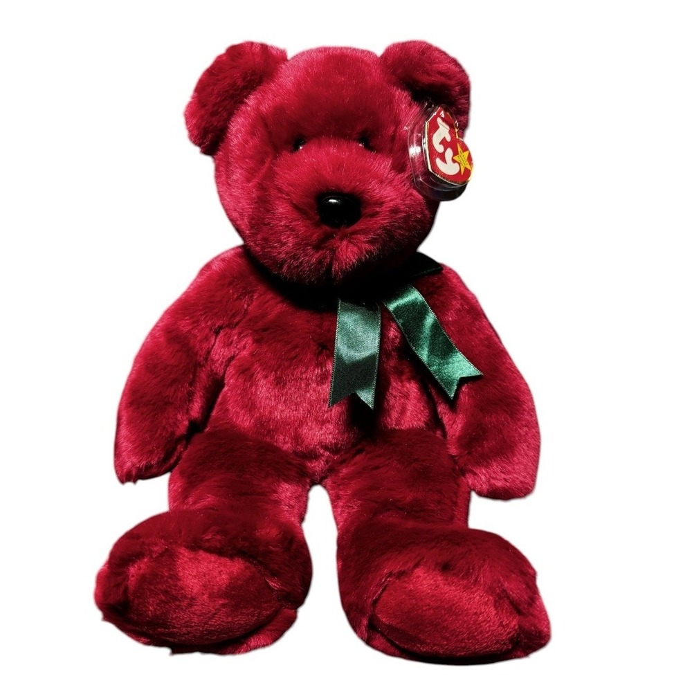1998 Ty Beanie Buddy Teddy Cranberry Bear 14" PE‎ Pellets Plush Korea w/ Tag